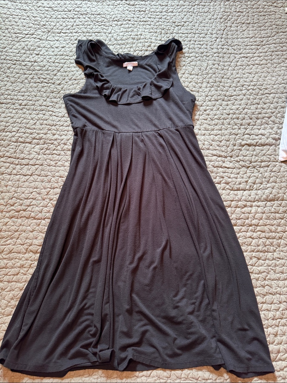 New York & Company Black Ruffle Neck Sleeveless Dress